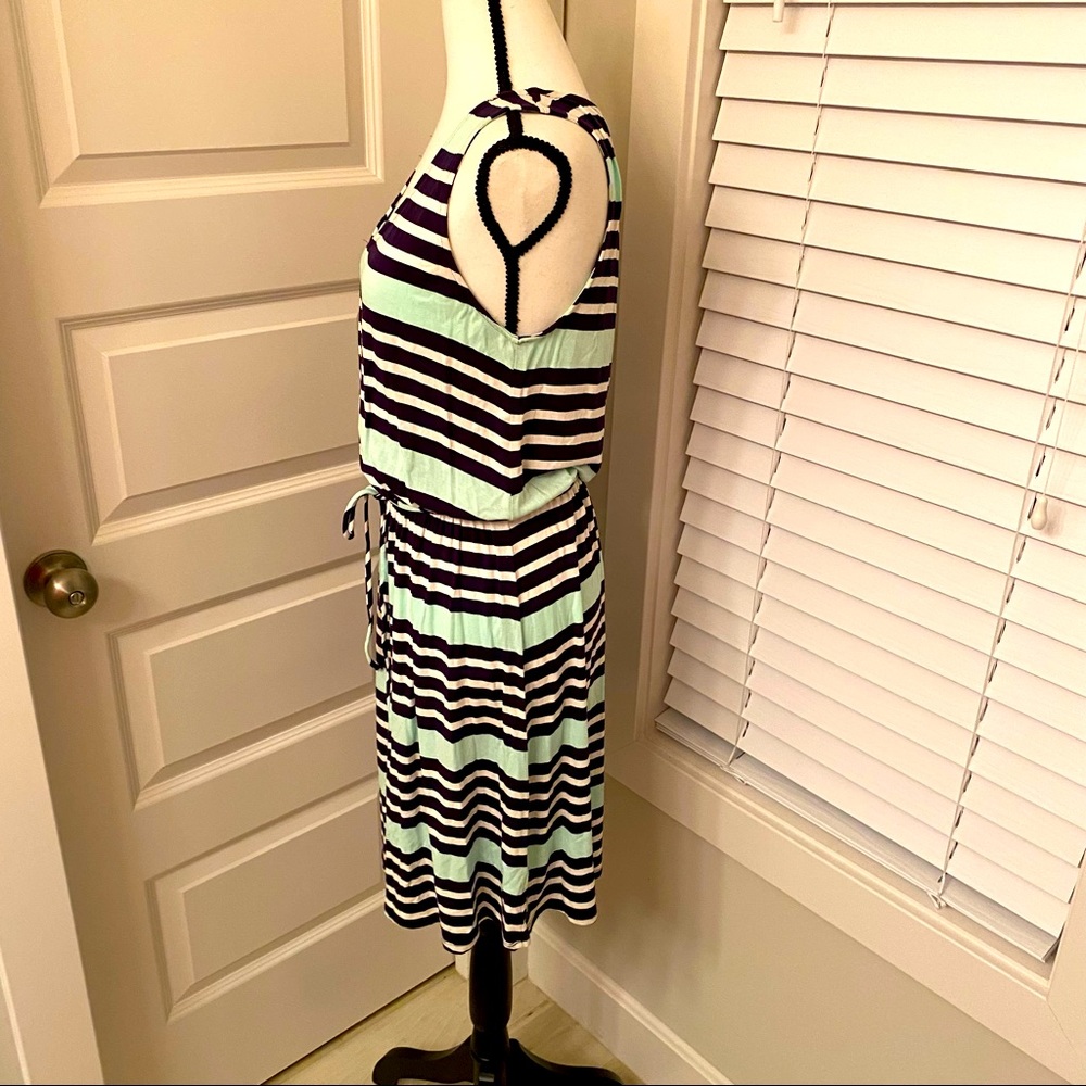 Merona || Navy/white/ sea foam green striped sleeveless v-neck t-shirt dress - Picture 5 of 7